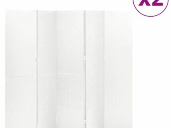 New*LCD 5-Panel Room Dividers 2 pcs White 200x180 cm Steel