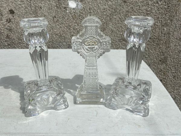 Crystal candle holders and crystal cross