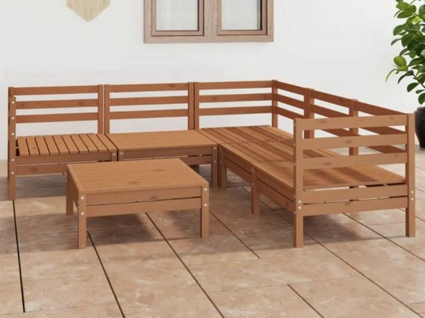 New*LCD 6 Piece Garden Lounge Set Solid Pinewood Honey Brown
