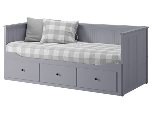 Ikea Hemnes Day Bed with Mattresses in pale grey
