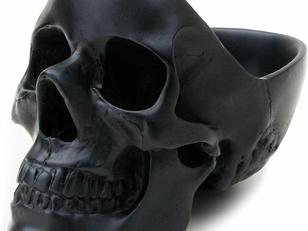 Skull Tidy Jewellery Organiser & Key Bowl | Goth Decor & Bedside Table Accessories Holder | Gothic Home Decor Accessories | Gothic Gifts | Skull Decor Trinket Tray | BLACK