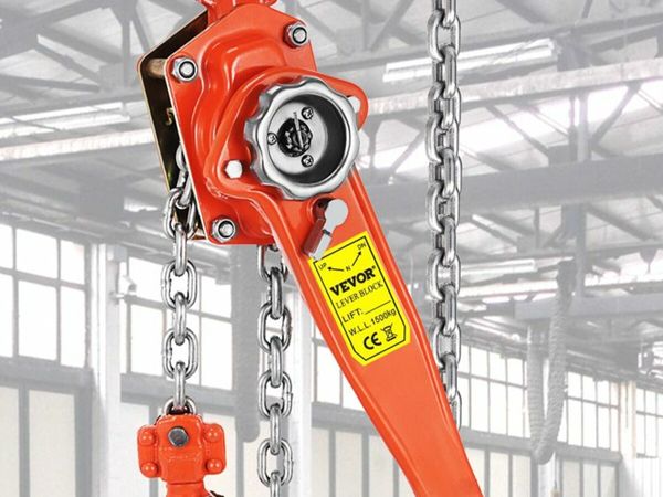 3TONS Manual Ratcheting Lever Chain Hoist 3M Portable Hand Block Lifting Come Along Puller Pulley Hook Mount
