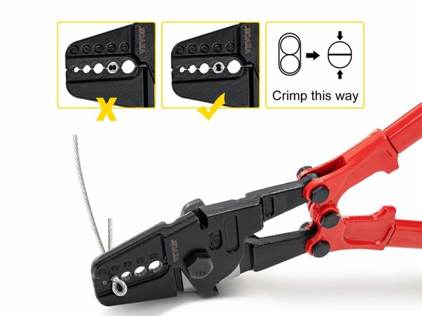 24inch Wire Rope Swager Crimper Tool Insulated Handle Aluminum Copper Cable Fishing Dual Sleeves Cutter Crimping Pliers