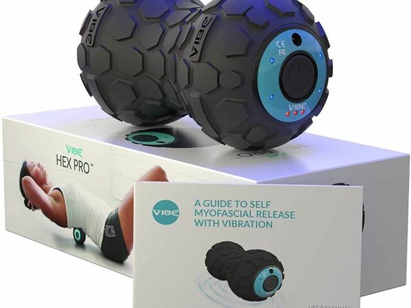 Hex Pro Patented Deep Tissue Vibrating Foam Back Massage Roller With Guide to Myofascial Release - Great For Trigger Point Therapy