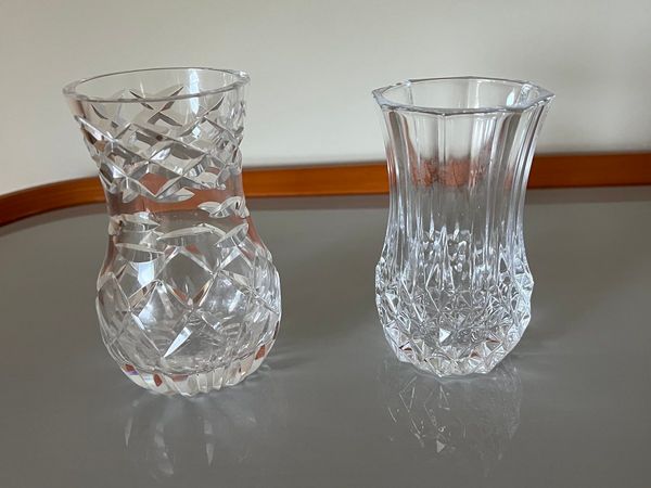 Pair of cut glass vases