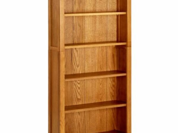 New*LCD 5-Tier Bookcase 70x22x140 cm Solid Oak Wood