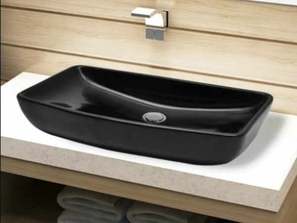 New*Ceramic Bathroom Sink Basin Black Rectangular
