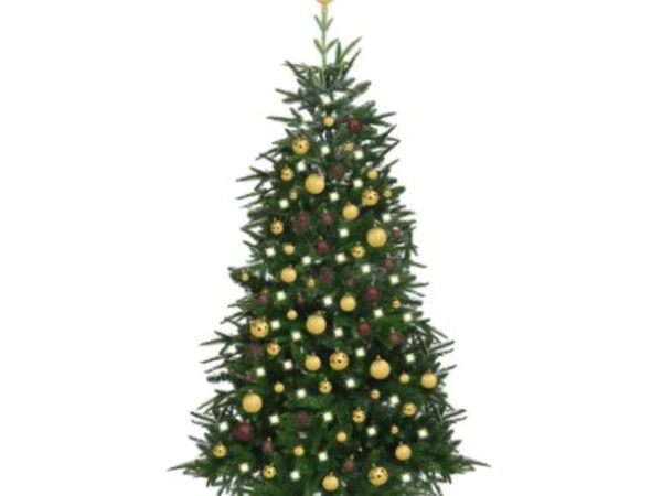 New*LCD Artificial Christmas Tree LEDs&Ball Set Green 180 cm PVC&PE