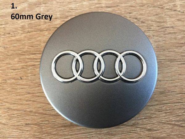 Full Set 60/69mm Audi Centre Caps - Black/Grey