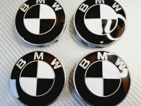 BMW WHEEL CENTRE HUB CAPS x 4 68mm Black White