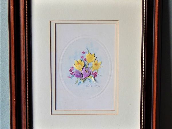 Handmade floral art piece, signed