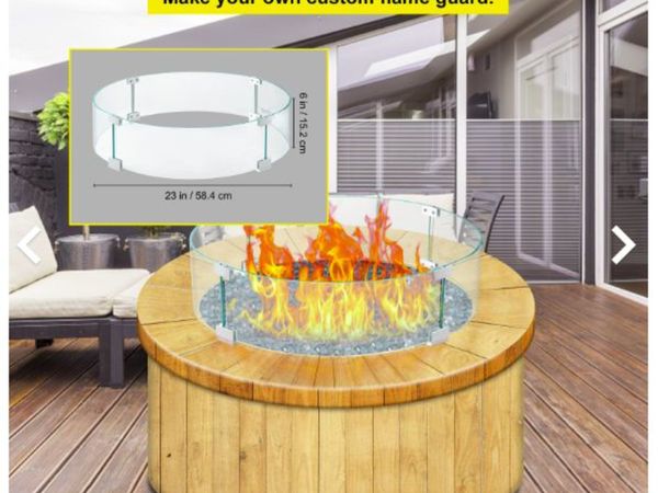 Fire Pit Wind Guard Tempered Glass Flame Guard 23x23x6 In 1/4-In Thick