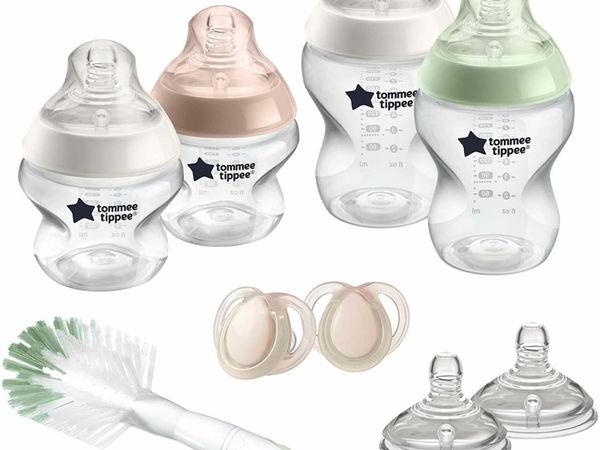 Closer to Nature Newborn Baby Bottle Starter Kit, Breast-Like Teats with Anti-Colic Valve, Mixed Sizes and Colours