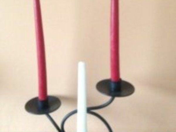 BRAND NEW Cast Iron Candle holder with 3 new candles