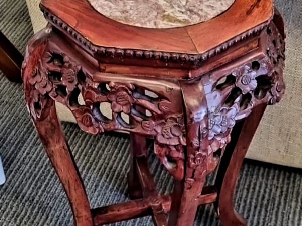 Antique ROYOLA PACIFIC marble and wood stand