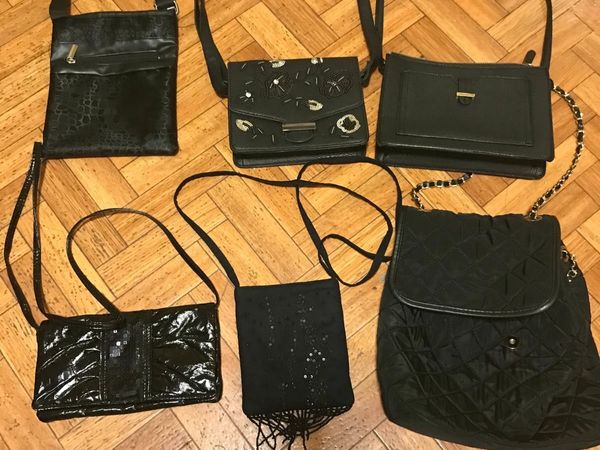 6 black crossbody/shoulder bags
