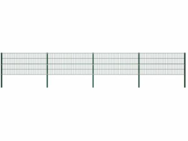 New*LCD Fence Panel with Posts Iron 6.8x0.8 m Green