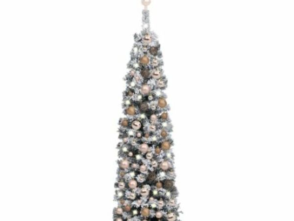 New*LCD Slim Artificial Christmas Tree with LEDs&Ball Set Green 150 cm