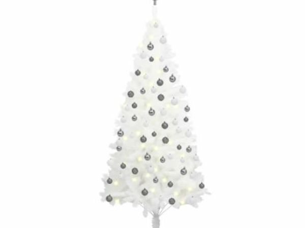 New*LCD Artificial Christmas Tree with LEDs&Ball Set White 150 cm