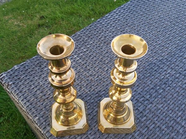 2 brass candle stick holders