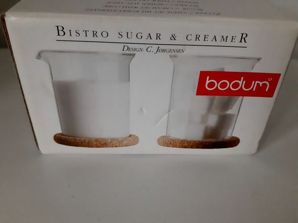 Vintage Bodum - Bistro Sugar & Creamer with cork mats