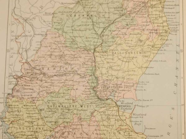 Antique Map Wexford Including Baronies 1880’s