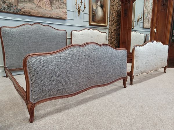 Two antique double beds with new  fabric