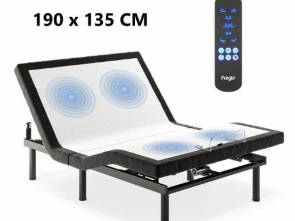 Furgle Adjustable Bed Base Full Massage Bed Frame Motor Bed Frame with 2 USB Ports Wireless Remote Control Mattress Retardant