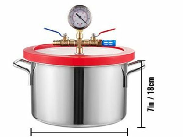 Vacuum Chamber 1.5 Gallon Stainless Steel Vacuum Degassing Chamber Glass Lid Heat Treated Silicone Lid Gasket