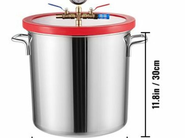 Vacuum Chamber 5 Gallon Stainless Steel Vacuum Degassing Chamber Glass Lid Heat Treated Silicone Lid Gasket