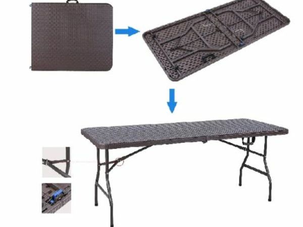 Patio Benches 6ft Portable Folding Camping Table Rattan Look Indoor/Outdoor Furniture for Camping Commercial NO Seat Chairs