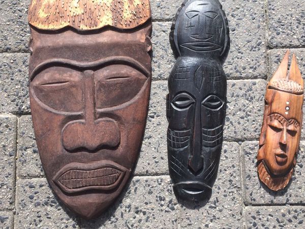 Set of three African tribal face masks free postag