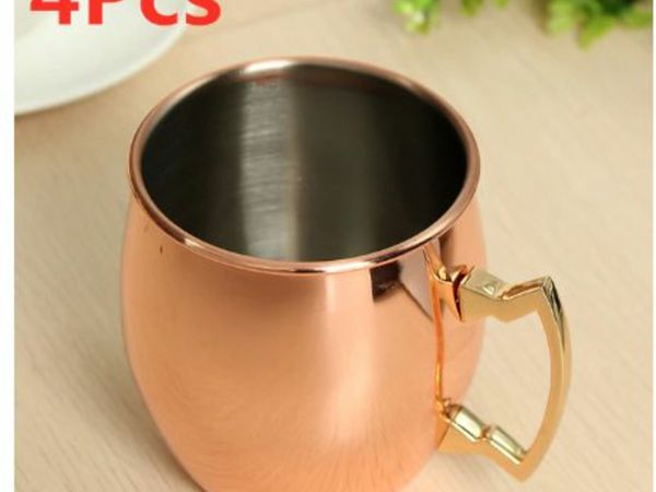 4Pcs 530ml Copper Mug Cocktail Creative-Cup Shaker Ins Industry Style Cup Iced Beer Tea Whiskey Household Office