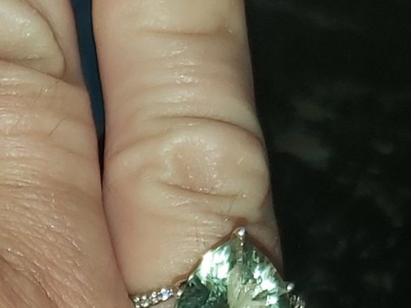 Stunning green Amethyst silver ring 925