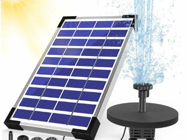 5.5W Solar Fountain With 6 Spray Heads Built-in 1500mAh Battery Free Standing Floating Solar Fountain For Garden, Pond, Outdoor
