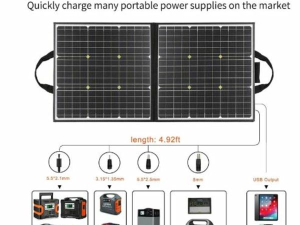 100W 18V Portable Solar Panel 5V USB Flashfish Foldable Solar Cells Battery Charger Folding Outdoor Power Supply Camping Garden