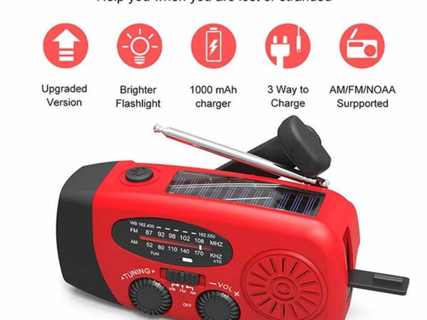 3 in1 Emergency Charger Hand Crank Generator Wind/Solar Light/Dynamo Powered FM/AM Radio Phones Chargers LED Lights
