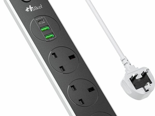 Extension Lead With USB C Port PD 20W,3 Way Outlet