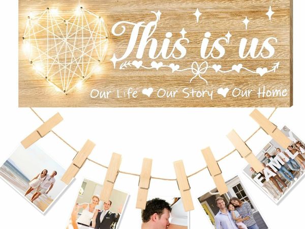 Housewarming Gifts New Home, This is Us Photo Frame Gifts for Couples Housewarming Gifts for New House Wedding Gifts Family Photo Frame Collage Home Decor Sign with LED Light