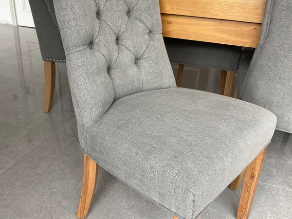 Brand New Grey linen Dining Chairs x 4