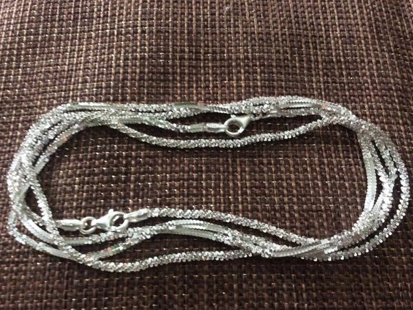 STERLING SILVER DOUBLE DIAMOND CUT CHAIN NECKLACES 18” NEW