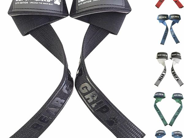 Straps - Premium Neoprene padded Heavy Duty double stitched weight lifting gym straps, Gel grip, 100% cotton, Extra long length
