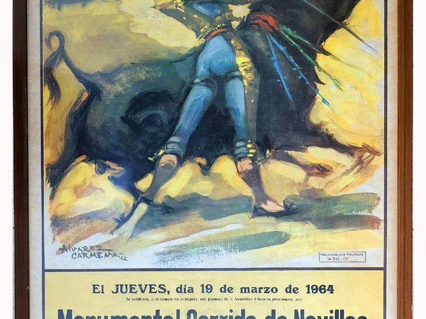 Vintage Framed Original 1964 Bullfighting Poster for sale in Tipperary