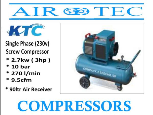Compressor - 230v Screw Compressor with 90 ltr rec