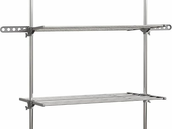Clothes Airer Drying Rack Rail Extra-Large 3 Tier with Extendable Top Rail Stainless Steel Folds Flat For Easy Storage