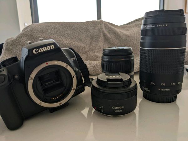 Canon EOS 1000D camera + 3 lenses!