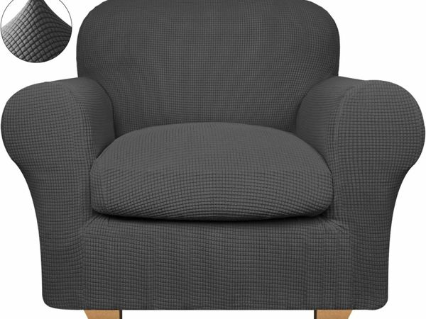 Armchair Covers Stretch Covers for Sofas and Chairs ，Grey 1 Seater Sofa Cover 2 Piece Chair Covers for Living Room Furniture Protector (1 Seater, Grey)