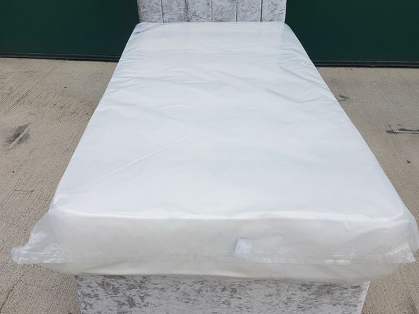 Velvet bed mattress and headboard