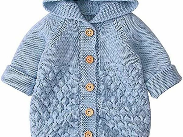 Baby Hooded Knitted Rompers Newborn Girls Boys Onesies Warm Sweater Jumpsuit Outfits