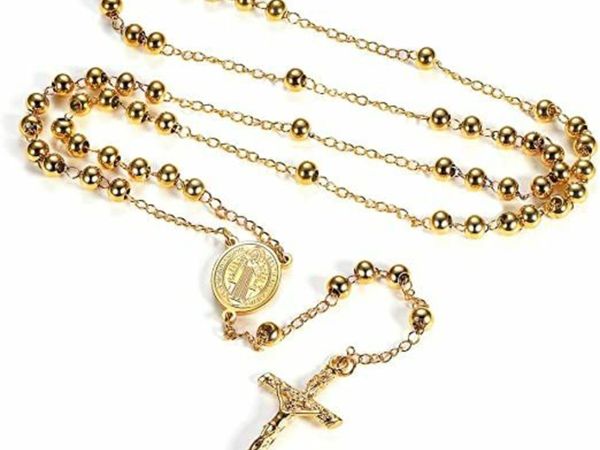 Rosary Beads Catholic Necklace for Women Saint